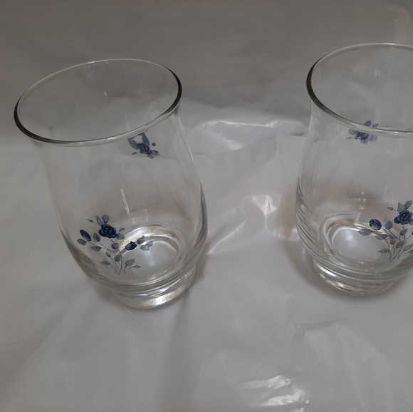 Pfaltzgraff Poetry Blue Rose Pattern drinking glasses set of 2 TUMBLERS - Picture 15 of 15